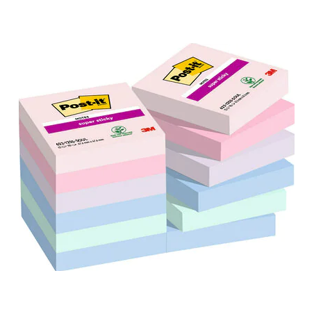 15520-PACK 12 BLOCS 90 HOJAS NOTAS ADHESIVAS 47,6X47,6MM SUPER STICKY COLECCION SOULFUL CAJA CARTON 622-12SS-SOUL POST-I