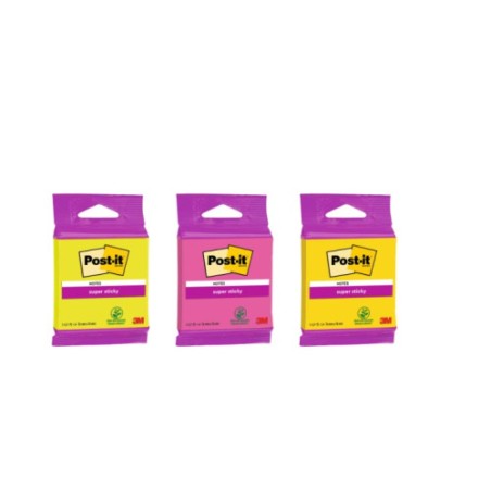 15535-BLISTER BLOC 90 HOJAS NOTAS ADHESIVAS 76X76MM SUPER STICKY 654 COLORES SURTIDOS 6820-SS3N POST-IT 7100172224