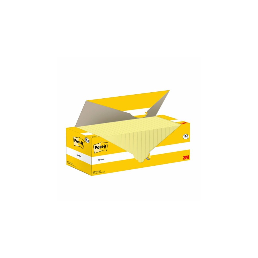 15572-PACK 18+6 BLOCS 100 HOJAS NOTAS ADHESIVAS 76X127MM CANARY YELLOW CAJA CARTON 655-CY-VP24 POST-IT 7100317836