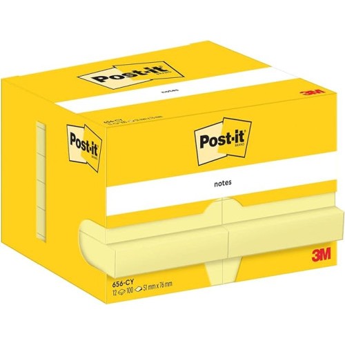 15581-PACK 12 BLOCS 100 HOJAS NOTAS ADHESIVAS 51X76MM CANARY YELLOW CAJA CARTON 656 POST-IT 7100290170