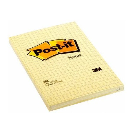 15584-BLOC 100 HOJAS NOTAS GRANDES ADHESIVAS 101X152MM CANARY YELLOW CUADRICULA 662N POST-IT 7100172739