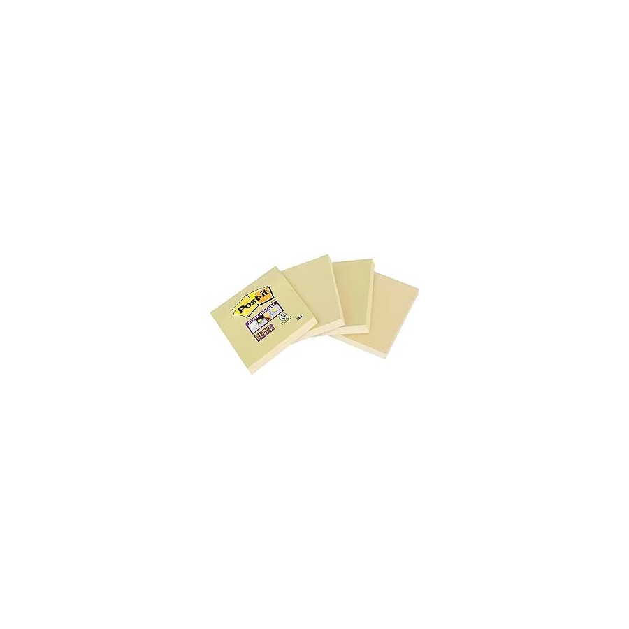 15588-PACK 4 BLOCS 45 HOJAS NOTAS RECICLADAS ADHESIVAS 102X152MM SUPER STICKY CANARY YELLOW CON LINEAS 4645-RSSCY4 POST-