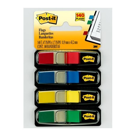 15600-PACK 4 DISPENSADORES X 35 MARCADORES INDEX 11,9X43,2MM COLORES SURTIDOS 683-4 POST-IT 7000144923