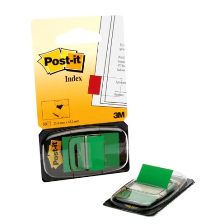 15609-BLISTER DISPENSADOR 50 MARCADORES INDEX VERDE 25,4X43,2MM 680-3 POST-IT 7000029856