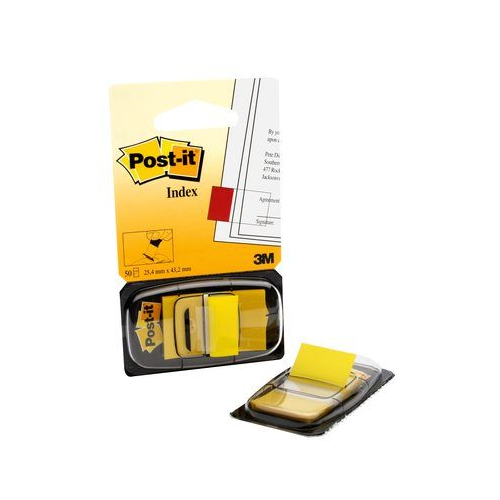15613-BLISTER DISPENSADOR 50 MARCADORES INDEX AMARILLO 25,4X43,2MM 680-5 POST-IT 7100102671