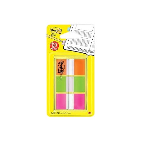 15625-BLISTER DISPENSADOR 60 MARCADORES INDEX 25,4X43,2MM NARANJA/ROSA/VERDE 680-ROYN POST-IT 7100102571