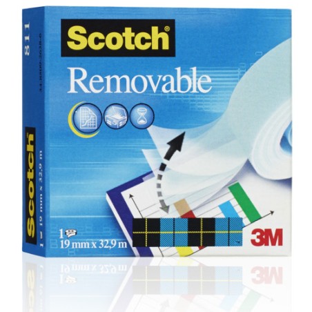15634-ROLLO CINTA INVISIBLE REUTILIZABLE 19 MM X33M CAJA CARTON 811/1933 SCOTH 7000029163
