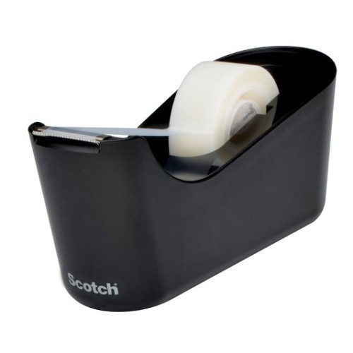 15661-DISPENSADOR PORTARROLLOS C18 DE SOBREMESA COLOR NEGRO CON ROLLO CINTA INVISIBLE 19MM X 33M MAGIC C18-B SCOTH 71001