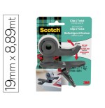 15666-DISPENADOR PORTARROLLOS CLIP C19 GRIS CON ROLLO CINTA INVISIBLE 19MM X 8,89M MAGIC C19-CLIP-CG-EMEA SCOTH 71002252