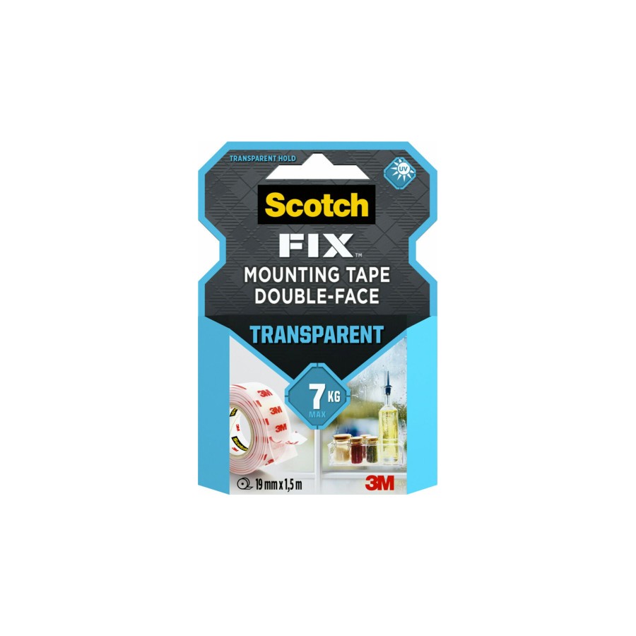 15707-ROLLO CINTA DE MONTAJE DOBLE CARA TRANSPARENTE 19 MM X 1,5M HASTA 7KG FIX 4910C-1915-P SCOTH 7100261816