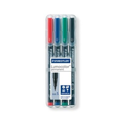 ESTUCHE 4 MARCADORES LUMOCOLOR PERMANENTE PUNTA SUPERFINA 04MM SURTIDOS STAEDTLER 313 WP4