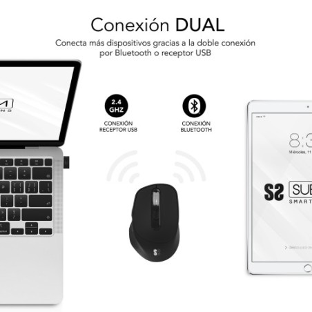 16093-SUBBLIM Raton CURVE ERGO DUAL MOUSE BATTERY BLACK