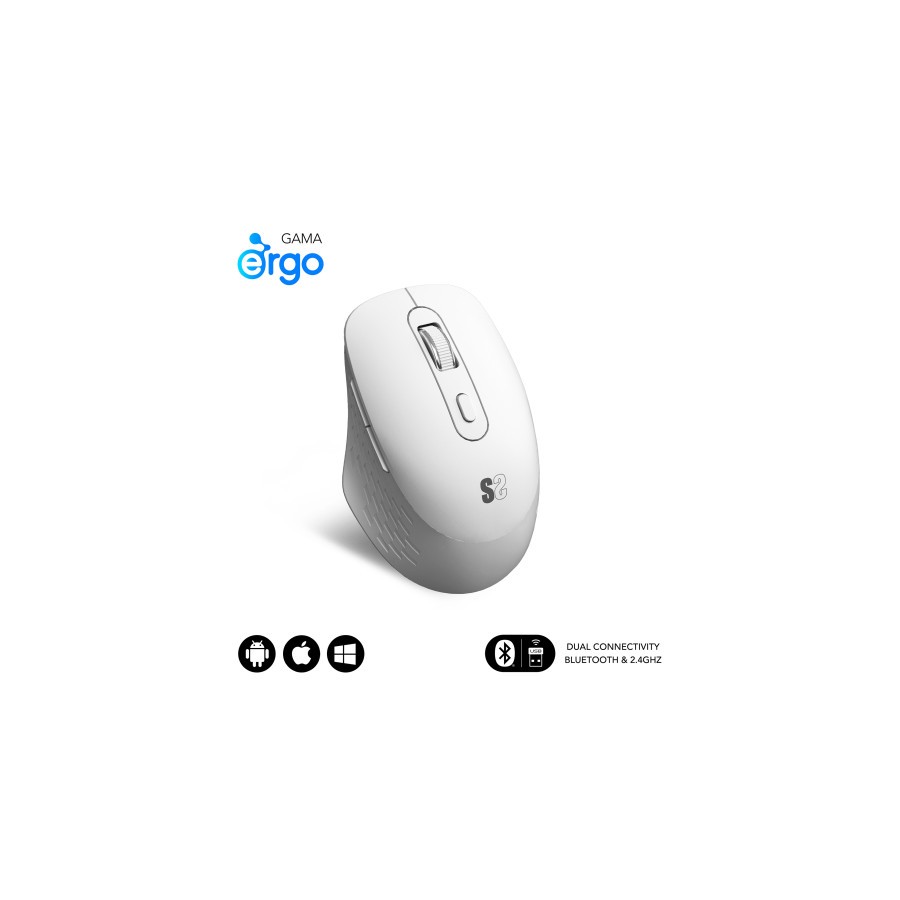 16098-SUBBLIM Raton CURVE ERGO DUAL MOUSE BATTERY WHITE 16098-SUBBLIM Raton CURVE ERGO DUAL MOUSE BATTERY WHITE