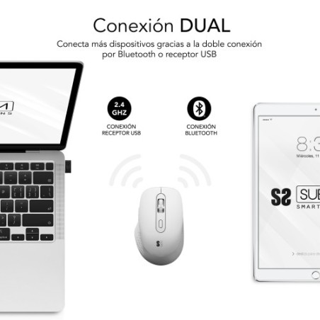16099-SUBBLIM Raton CURVE ERGO DUAL MOUSE BATTERY WHITE