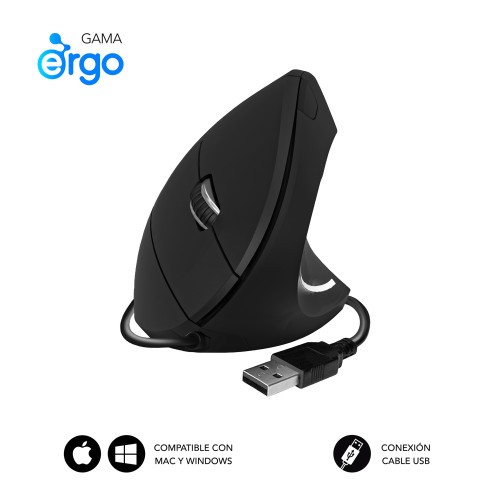 16100-SUBBLIM Raton GLIDE VERTICAL ERGO WIRED MOUSE BLACK