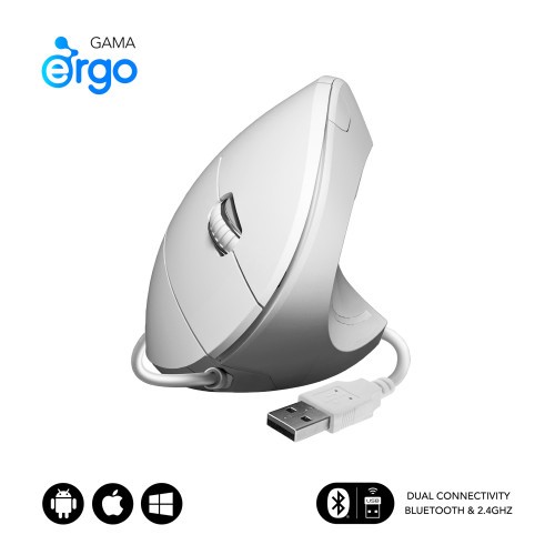 16102-SUBBLIM Raton GLIDE VERTICAL ERGO WIRED MOUSE WHITE