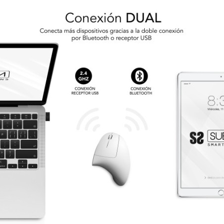 16107-SUBBLIM Raton GLIDE VERTICAL ERGO DUAL MOUSE BATTERY WHITE