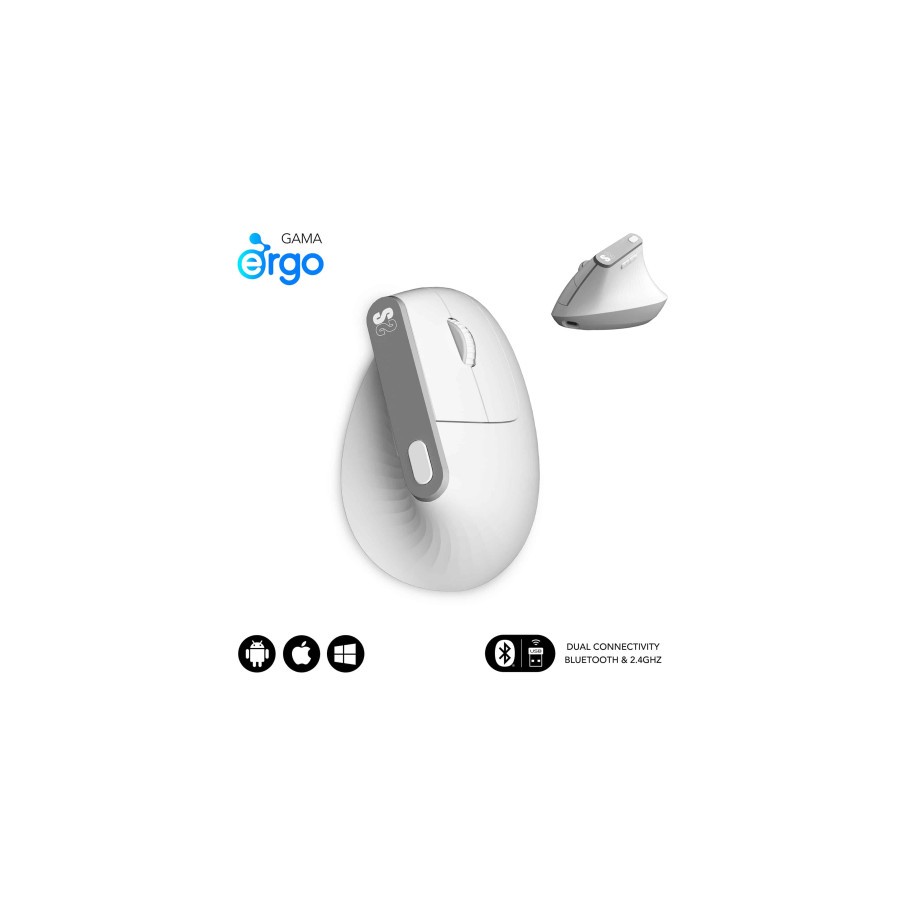16109-SUBBLIM NATURE VERTICAL ERGO DUAL MOUSE BATTERY WHITE 16109-SUBBLIM NATURE VERTICAL ERGO DUAL MOUSE BATTERY WHITE