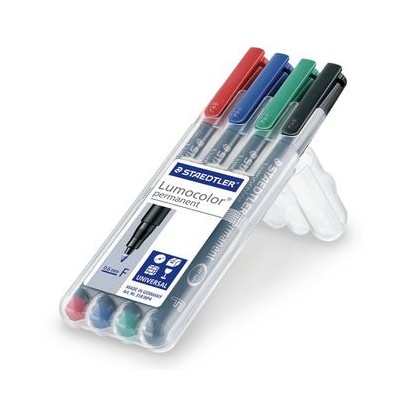 ESTUCHE 4 MARCADORES LUMOCOLOR PERMANENTE PUNTA FINA 06MM SURTIDOS STAEDTLER 318 WP4