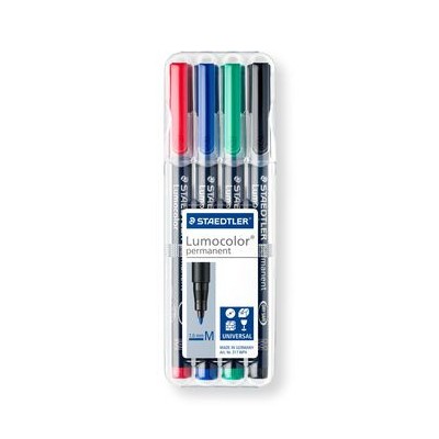 ESTUCHE 4 MARCADORES LUMOCOLOR PERMANENTE PUNTA MEDIA 1MM SURTIDOS STAEDTLER 317 WP4