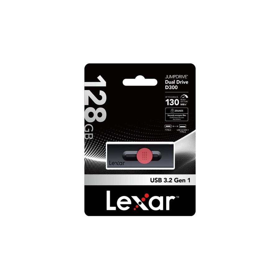 16410-LEXAR 128GB DUAL TYPE-C AND TYPE-A USB 3.2 FLASH DRIVE, UP TO 130MB/S READ 16410-LEXAR 128GB DUAL TYPE-C AND TYPE-A USB 3.2 FLASH DRIVE, UP TO 130MB/S READ