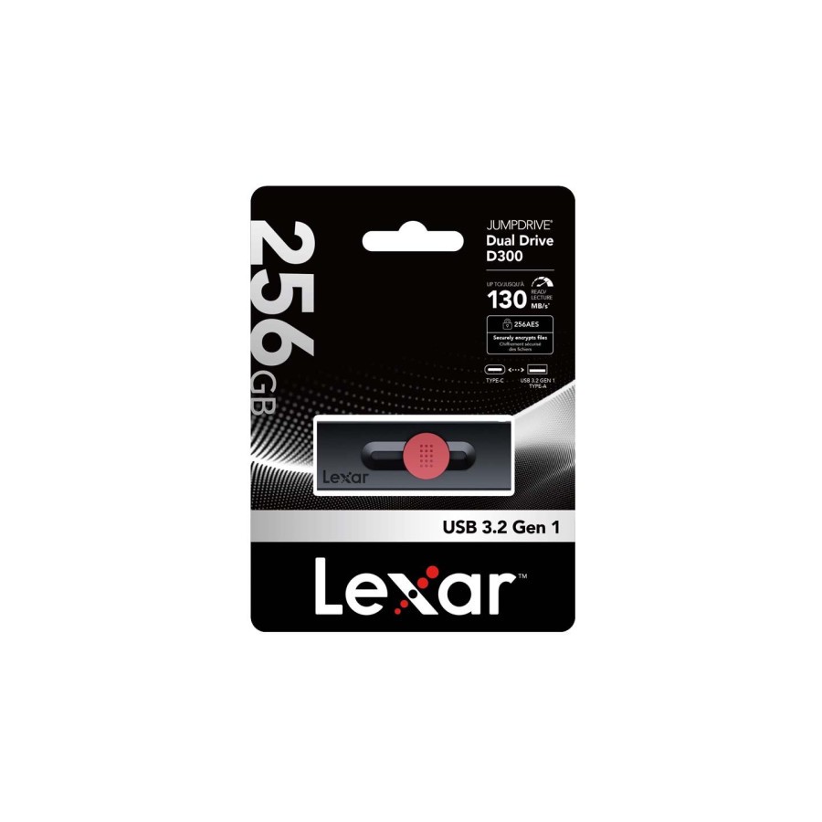 16411-LEXAR 256GB DUAL TYPE-C AND TYPE-A USB 3.2 FLASH DRIVE, UP TO 130MB/S READ 16411-LEXAR 256GB DUAL TYPE-C AND TYPE-A USB 3.2 FLASH DRIVE, UP TO 130MB/S READ