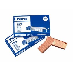 1682-CAJA DE 1000 GRAPAS TIPO 22/6 - 24/6 COBREADAS PARA GRAPADORAS DE SOBREMESA/OFICINA PETRUS 55721