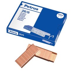 1698-CAJA DE 1000 GRAPAS TIPO 26/6 COBREADAS PARA GRAPADORAS DE SOBREMESA/OFICINA PETRUS 55710