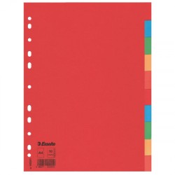 1711-SEPARADOR DE CARTON CON 10 POSICIONES FORMATO A4 COLORES VIVOS ESSELTE 100201