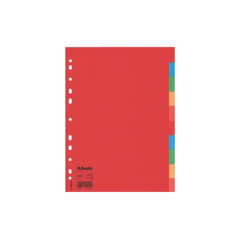 1711-SEPARADOR DE CARTON CON 10 POSICIONES FORMATO A4 COLORES VIVOS ESSELTE 100201 1711-SEPARADOR DE CARTON CON 10 POSICIONES FORMATO A4 COLORES VIVOS ESSELTE 100201