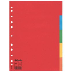 1712-SEPARADOR DE CARTON CON 5 POSICIONES FORMATO A4 COLORES VIVOS ESSELTE 100199