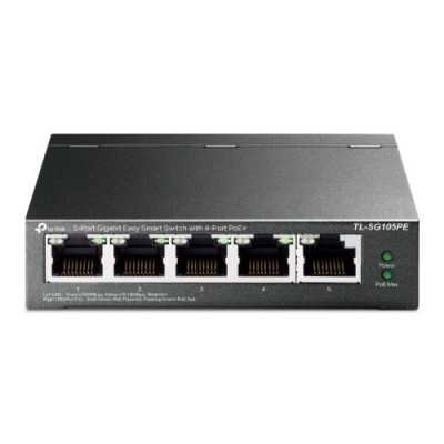 TP Link TL SG105PE switch Gestionado L2 Gigabit Ethernet 10 100 1000 Energia sobre Ethernet PoE Negro