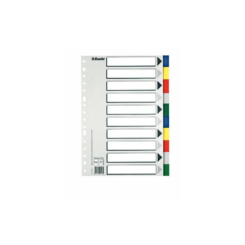 1713-SEPARADOR DE POLIPROPILENO CON 10 POSICIONES FORMATO FOLIO COLORES VIVOS ESSELTE 11610 1713-SEPARADOR DE POLIPROPILENO CON 10 POSICIONES FORMATO FOLIO COLORES VIVOS ESSELTE 11610