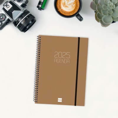 AGENDA 2025 BASIC OPAQUE E10 155X212MM SEMANA VISTA HORIZONTAL MARRON FINOCAM 742764025