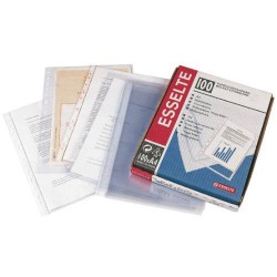 1722-CAJA 100 FUNDAS POLIPROPILENO MULTITALADRO FORMATO FOLIO 120 MICRAS 11 TALADROS CRISTAL ESSELTE 46101