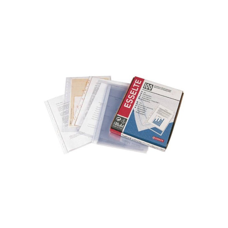 1722-CAJA 100 FUNDAS POLIPROPILENO MULTITALADRO FORMATO FOLIO 120 MICRAS 11 TALADROS CRISTAL ESSELTE 46101 1722-CAJA 100 FUNDAS POLIPROPILENO MULTITALADRO FORMATO FOLIO 120 MICRAS 11 TALADROS CRISTAL ESSELTE 46101