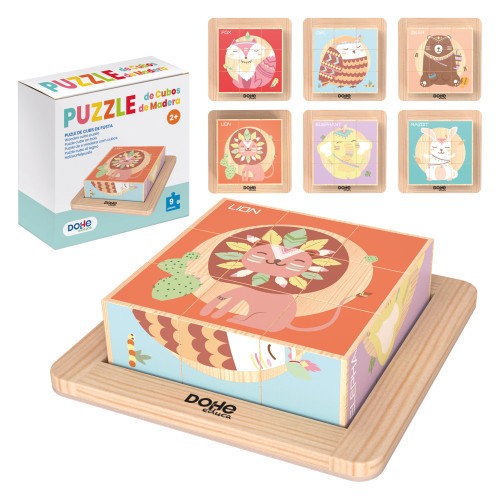 17254-PUZZLE DE 9 BLOQUES DE MADERA -  A PARTIR DE 2 ANOS DOHE 64000