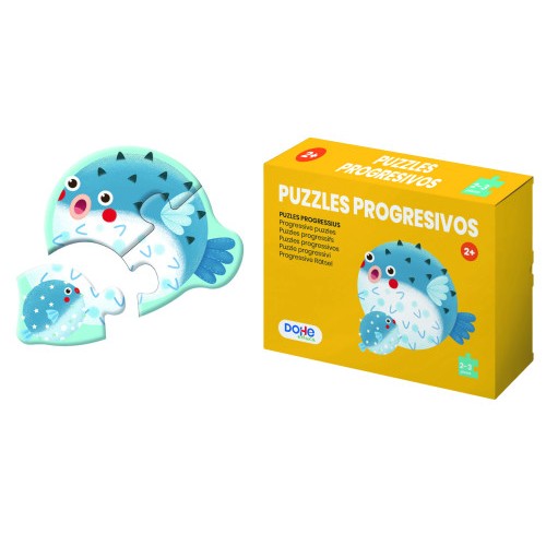 17259-CAJA 4 PUZZLES PROGRESIVOS ANIMALES - PUZZLE DE 2/3 PIEZAS - A PARTIR DE 2 ANOS DOHE 65000