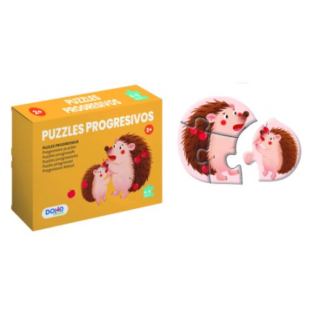 17260-CAJA 4 PUZZLES PROGRESIVOS ANIMALES - PUZZLE DE 4/5 PIEZAS - A PARTIR DE 2 ANOS DOHE 65001