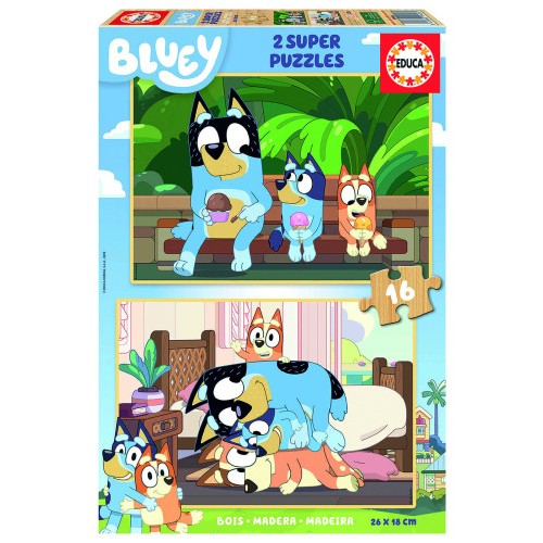 17298-PUZZLE MADERA BLUEY 2X16 PIEZAS  EDUCA BORRAS 19406 EDUCA 19406