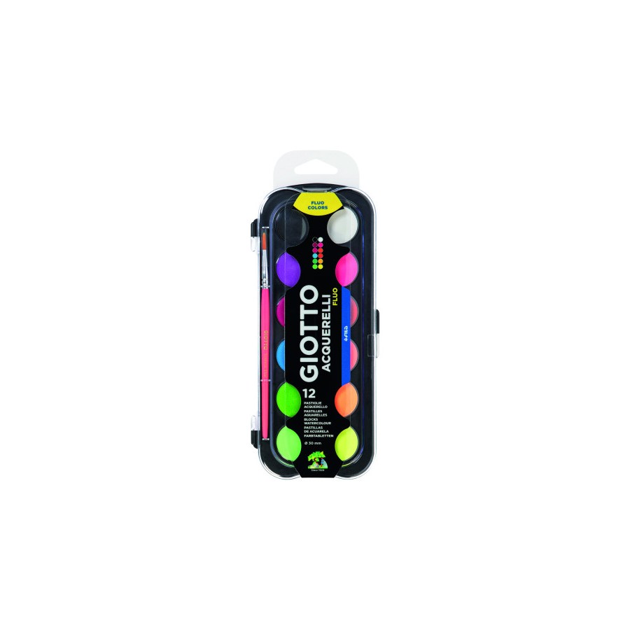 17307-ESTUCHE 12 ACUARELAS FLUO 30 MM + PINCEL GIOTTO F351400 17307-ESTUCHE 12 ACUARELAS FLUO 30 MM + PINCEL GIOTTO F351400
