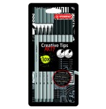 17349-ESTUCHE ROTULADORES CREATIVE TIPS ARTY CON 10 ROTULADORES (5 PUNTAS DIFERENTES) EN COLOR NEGRO Y GRIS STABILO 89/1