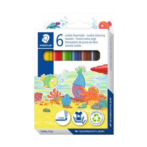 17382-ESTUCHE DE CARTON 6 ROTULADORES GRUESOS NORIS 340 COLORES SURTIDOS STAEDTLER 340 C6