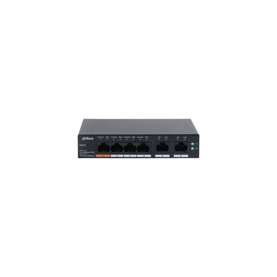 17552-(DH-CS4006-4ET-60) DAHUA SWITCH 6 PUERTOS, 4 POE, GESTIONABLE CON CLOUD 17552-(DH-CS4006-4ET-60) DAHUA SWITCH 6 PUERTOS, 4 POE, GESTIONABLE CON CLOUD