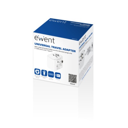 17576-Ewent EW1475 adaptador de enchufe electrico Universal Blanco