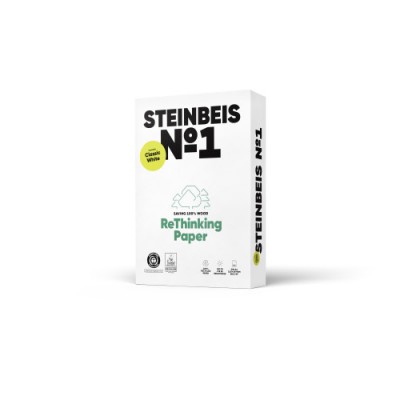 PAQUETE 500H PAPEL RECICLADO 80GR A4 CLASSIC WHITE Nº1 ISO70 STEINBEIS 141688