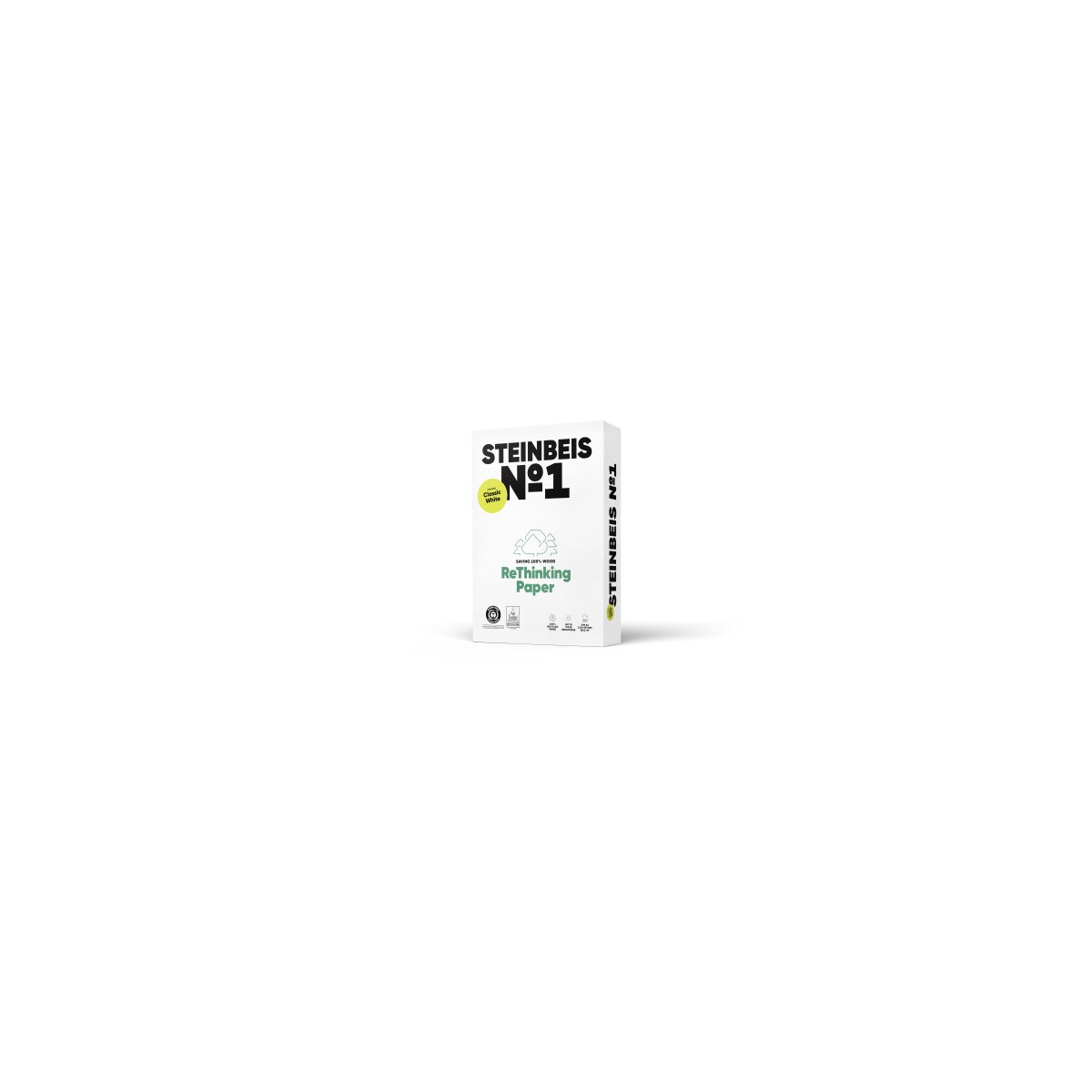 PAQUETE 500H PAPEL RECICLADO 80GR A3 CLASSIC WHITE Nº1 ISO70 STEINBEIS 141689