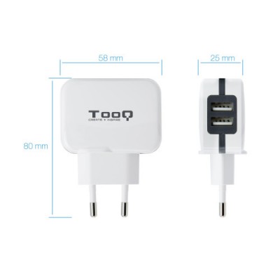 TOOQ CARGADOR PARED USB BLANCO TQWC 1S02WT