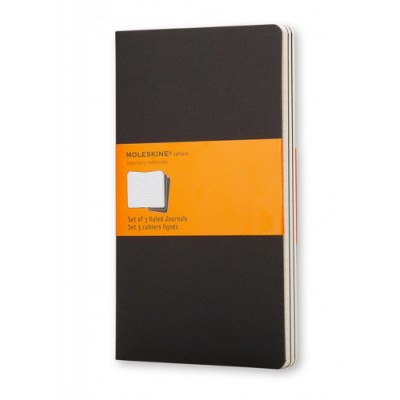 SET DE 3 LIBRETAS CAHIER NEGRAS L 13X21CM RAYAS MOLESKINE QP316