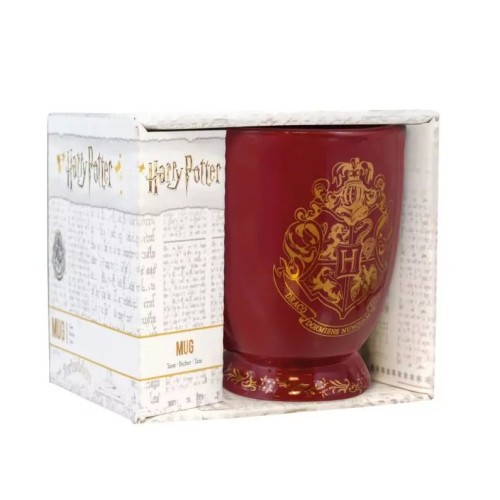 18161-TAZA DESAYUNO BERENJENA ESCUDO HOGWARTS PALADONE REDSTRING PP4260HPV2